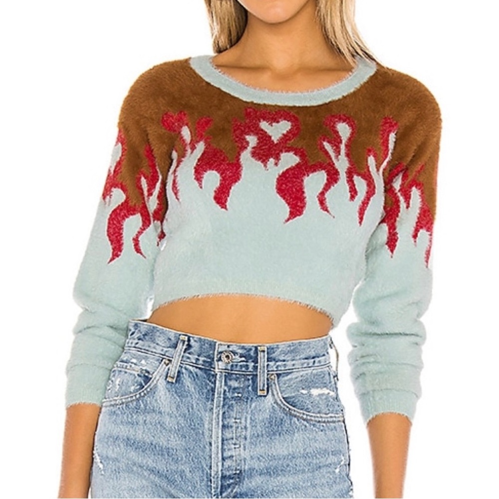 For Love & Lemons Flame Mohair Sweater Bonfire S